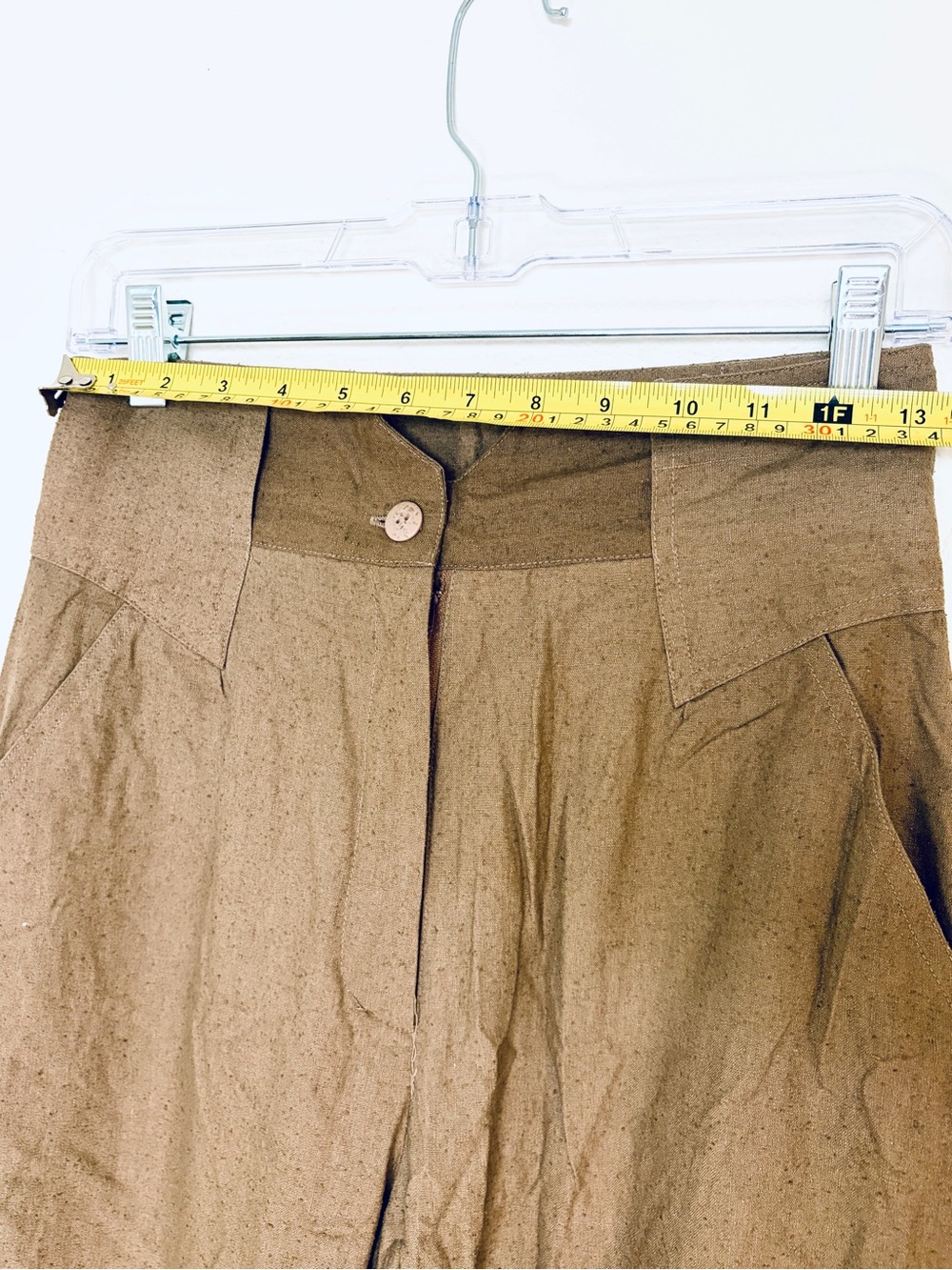 Vintage European 90’s Raw Silk, High-Waisted Wide-Leg Pants, size small - Picture 6 of 9